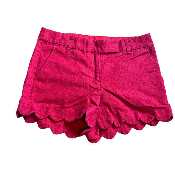 J CREW Red Petal Cuff Linen Cotton Blend Shorts, size 0 - Picture 1 of 7